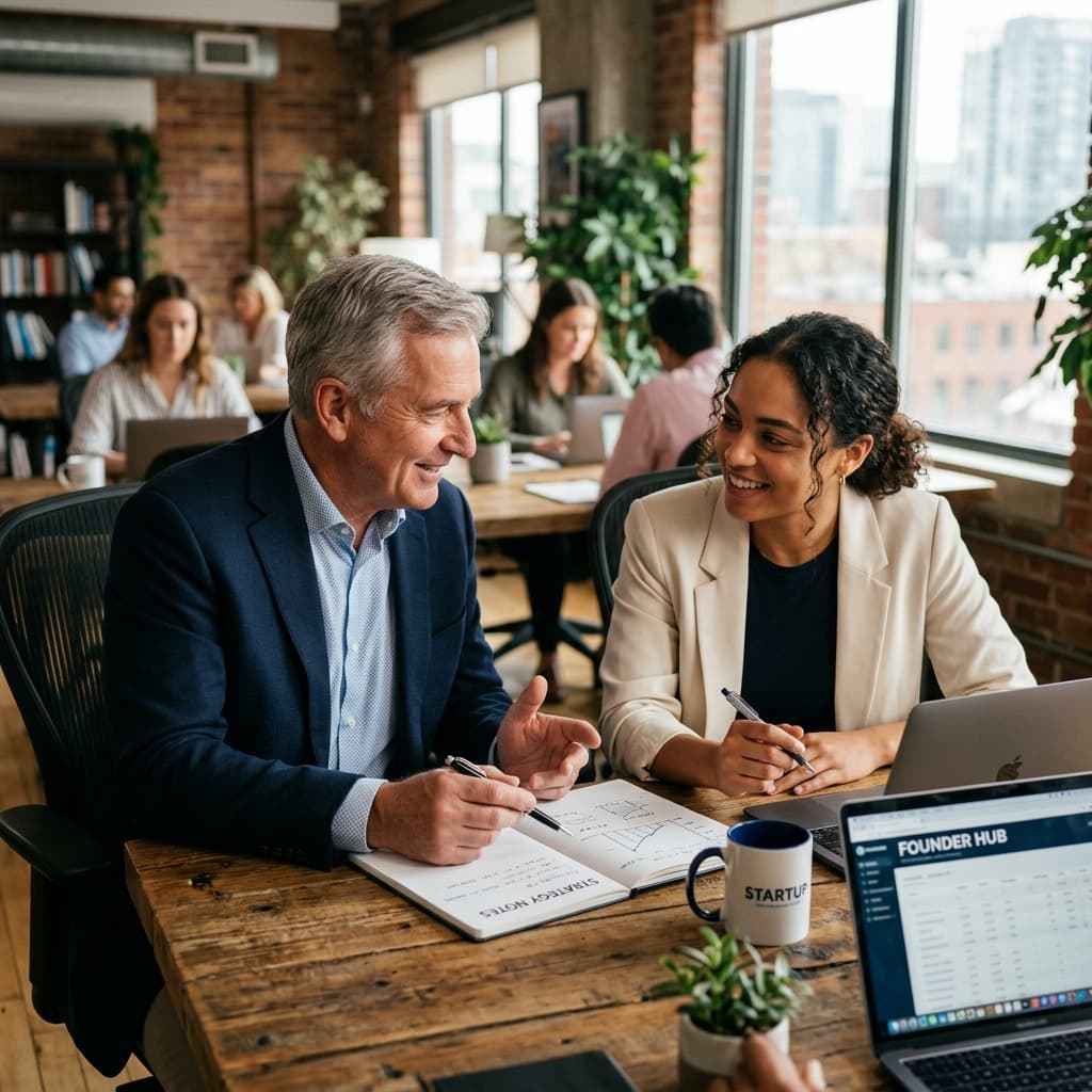 Experienced mentor guiding a founder